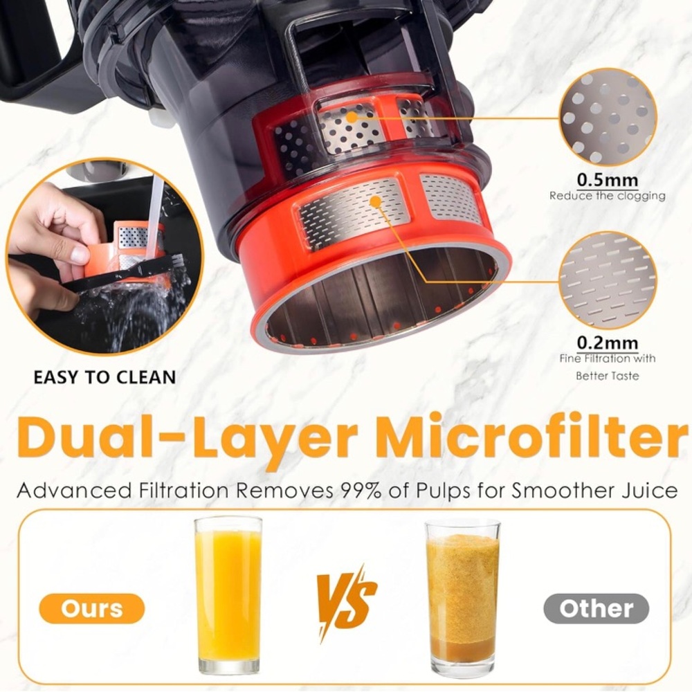 Cold Press Juicer, 5.5inch Wide Feed Chute Juicer Machine for Vegetables &Fruits - Picture 7 of 11